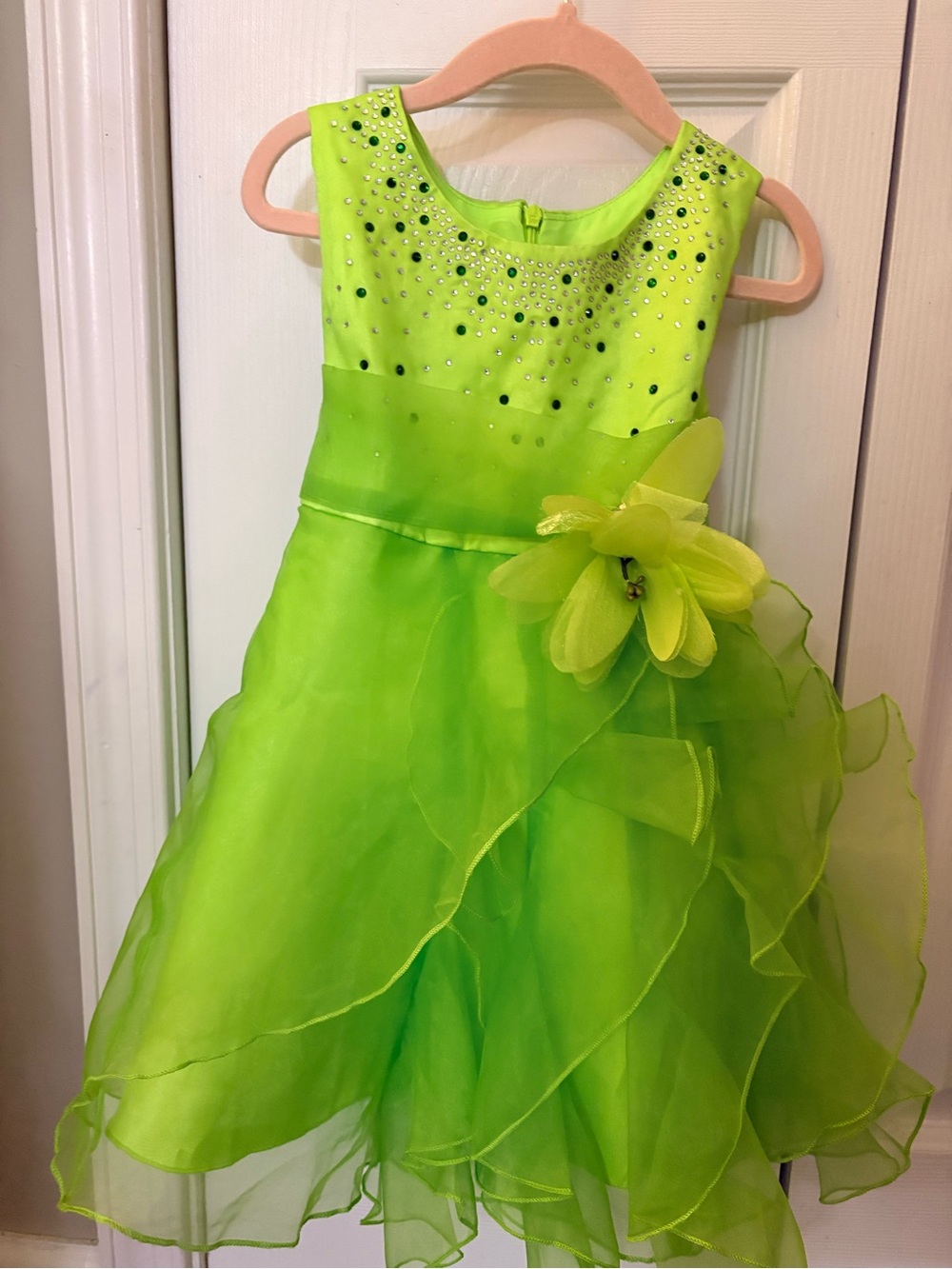 Lime Green Baby Girls 12-18 months Ruffled Formal Dress